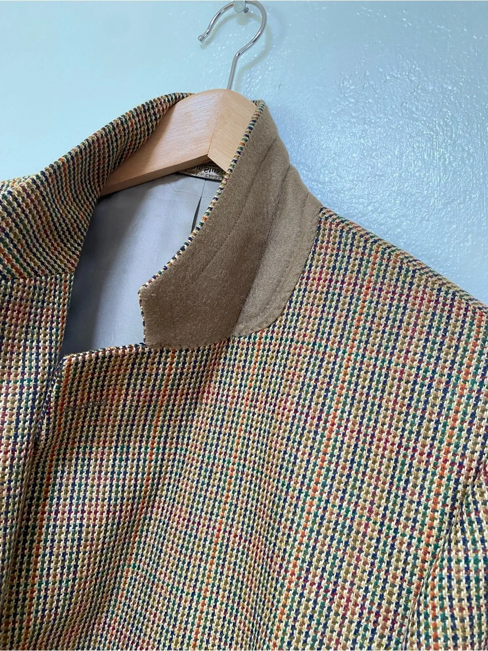 Paul Stuart Vintage Tan Gun Club Check Wool Tweed 2-Btn Blazer Jacket 46